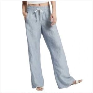 Athleta Cabo Linen Wide Leg Pants In Chambray Blue Size 10